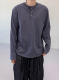 Front button henley neck basic T-shirt