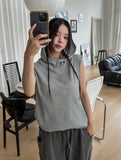 Mellie Ribbed High Neck Hood Sleeveless