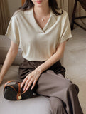 Kashua V-neck Collar Short Sleeve Knit