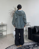 Rieki Washing Denim Hood Zip-Up
