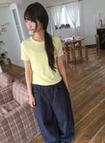 Kayari Color Basic Layered Crop Short Sleeve Tee