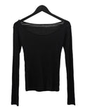Wool 30% Boat Neck See-Through T-Shirt