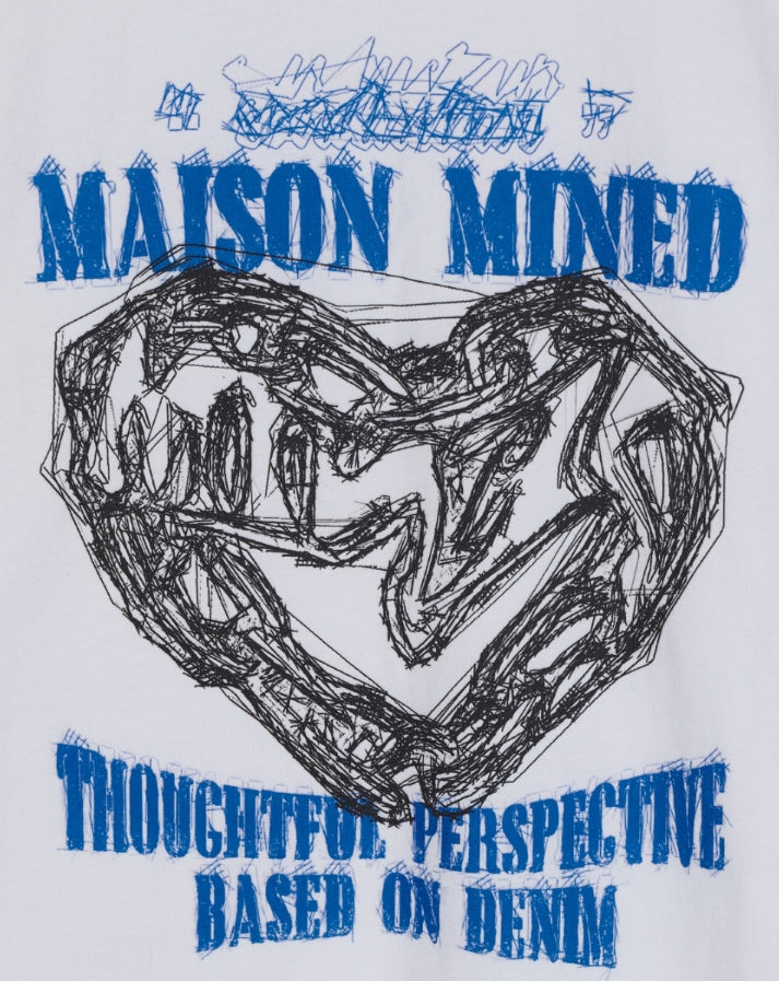 MAISON MINED(メゾンミネド) - ドゥードルハート半袖Tシャツ
