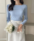 Refuner Unbalanced Off-Shoulder Knit