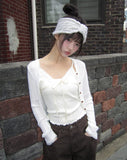 Dabu Lace Button Ribbed Cardigan