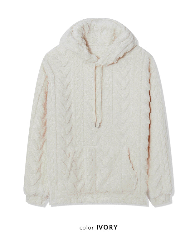 【COSYHARU】Cable Fleece Hood COSYHARU (コシハル) - ケーブルフリースフーディ / Cable