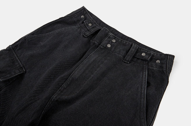 【Raucohouse】Unique pocket incision vintage denim pants 