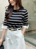 Ilon Layered Ribbon Stripe Three Quarter Knit