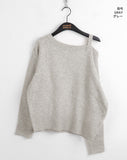 Aribel Unbalance One Off Shoulder Strap Long Sleeve Knit