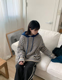 [unisex] Abit stripe over hood knit