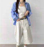 Striped loose fit long sleeve shirt