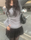 [A/M] Selling Off-Shoulder Cable Knit T-shirt