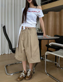 Node cut string cotton bermuda shorts
