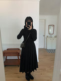 Indeed pleated banding long skirt