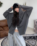 Delrin Print Knit Hood Zip-Up
