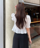 Jane Round Puff Peplum Blouse