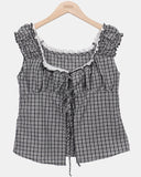 Mumon Check Sleeveless Blouse