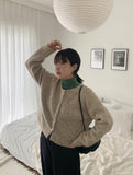 Rurui Mix Color Wool Crop Cardigan