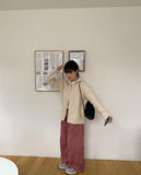 Loven two-way mix knit zip-up cardigan