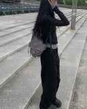 Kaya Black Pintuck Wide Pants
