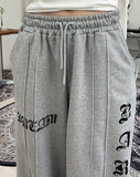 Bello Crack Lettering Wide Pants