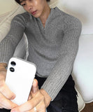 Berute Ribbed Half-zip Muscle Fit Knit
