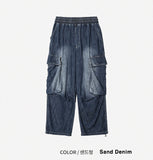 Summer cool cargo banding denim pants