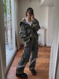 Damage Two Way Denim Hooded Jacket