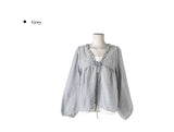 Anna Stripe Lace Frill Layered Blouse