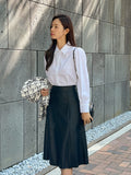 Lazy flare leather long skirt