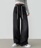Side Surgery Point Hip Point Long Wide Denim Pants