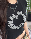 Harni Boucle Embroidery Crop Tee