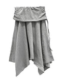 Folding Unbalanced Flare Midi Skirt