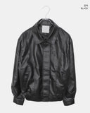 Minting Washing Cut Collar Loose Fit Leather Jacket