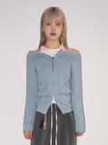 SOFT OFF SHOULDER ZIP-UP