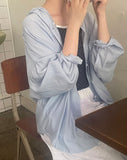 Youkus Summer Hood See-through Long Sleeve Shirt