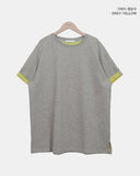 Harom Color Matching Roll-up Short Sleeve T-shirt