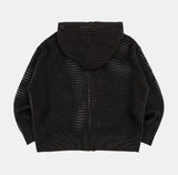 Mesh summer 2-way knit hood zip-up