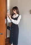 Robarue Shirred Collar Color Matching One Piece