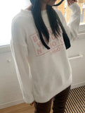 Butter roll lettering overfit crop long sleeve knit