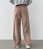 Hidden Banding Mute Color Long Wide Cotton Pants