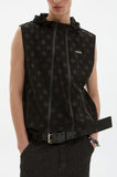 twin zipper dot hood vest