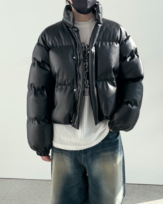 【YOURNUS】High Neck Leather Crop Padding YOURNUS (ユアノス) - ハイネックレザークロップペディン / High