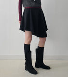 [FW/Brushed] Unbalance Midi Flare Skirt