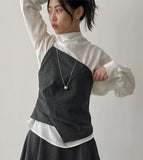 Stripe One-Shoulder Bustier