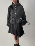 High Neck Belted Knit Cardigan
