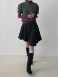 [FW/Brushed] Unbalance Midi Flare Skirt