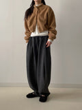[unisex] Herringbone Wool Balloon Wide Pants