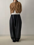 [unisex] Herringbone Wool Balloon Wide Pants