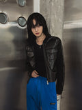 [LANARCH] Noble Leather Pocket Hooded Zip-Up